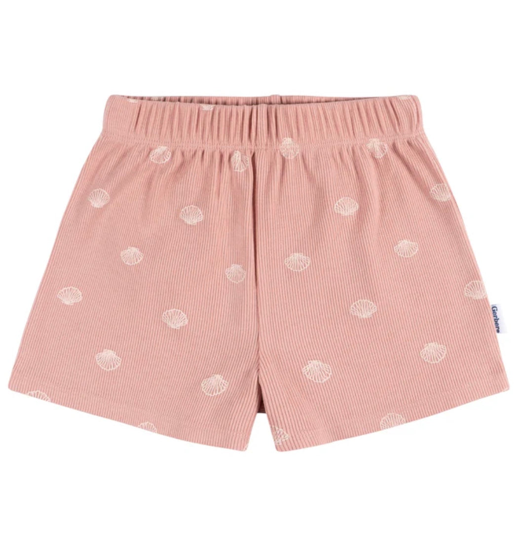 Gerber 2-Piece Toddler Girls Seashells Shirt & Shorts Set