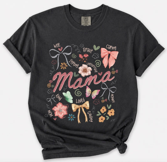Mama Floral Bow Doodle Tee