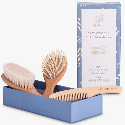 Wooden Baby Hair Brush Set