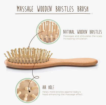 Wooden Baby Hair Brush Set