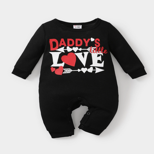 Baby Girl/Boy Love Jumpsuit | Black