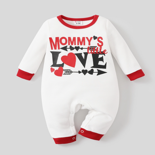 Baby Girl/Boy Love Jumpsuit | White/Red