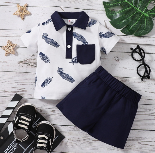 Baby Boy Shorts and Polo Shirt Set | Blue