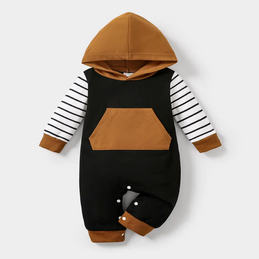 Baby Boy Striped Hooded Jumpsuit