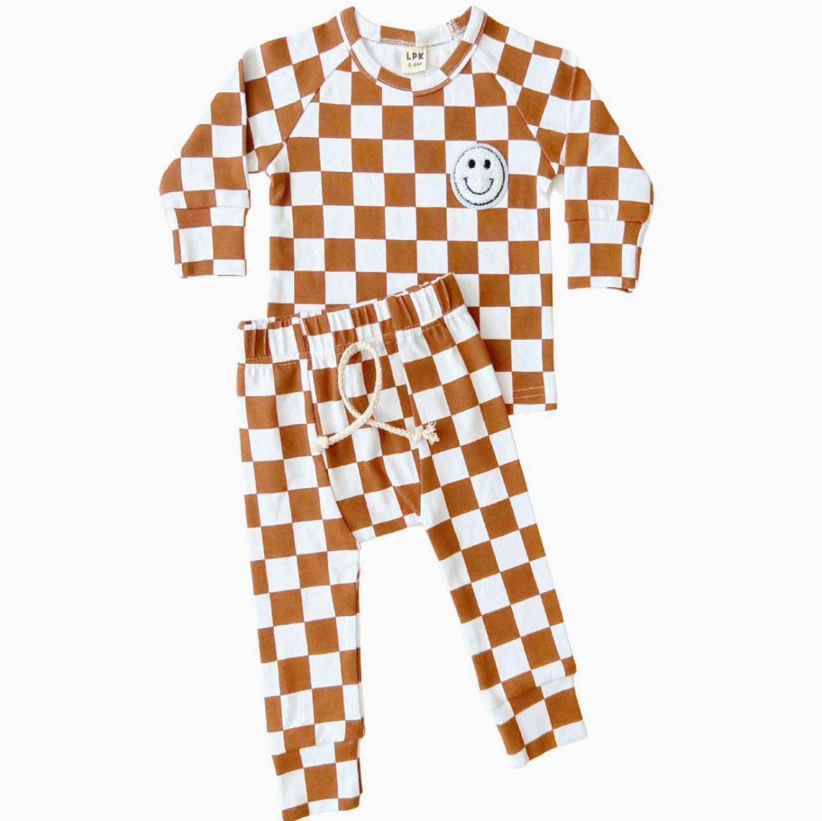 Checkered Smiley Lounge Set | Copper