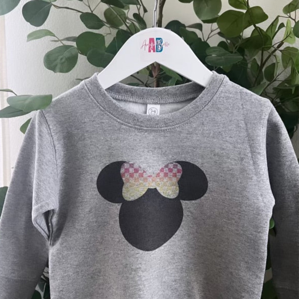 Minnie Mouse Ears Checkered Bow Sweatshirt