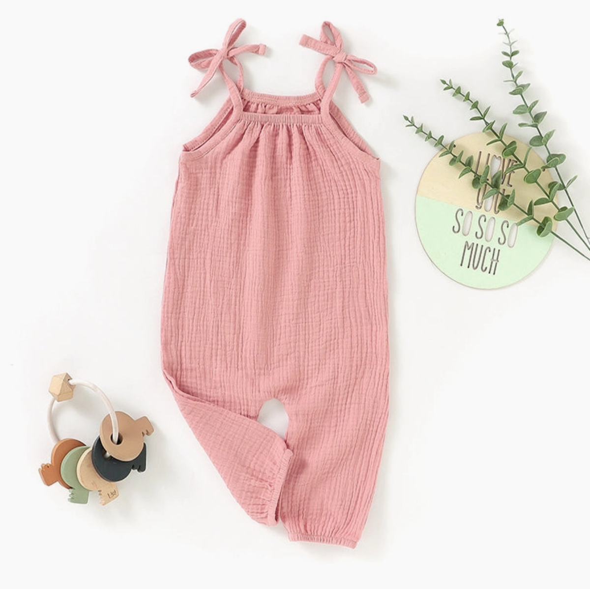 Organic Cotton Muslin Jumpsuit | Pink