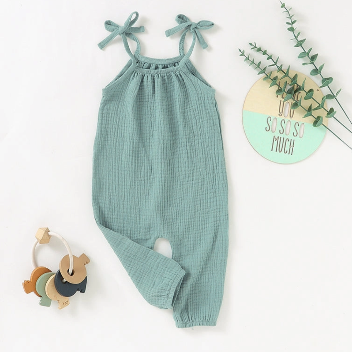 Organic Cotton Muslin Jumpsuit | Green