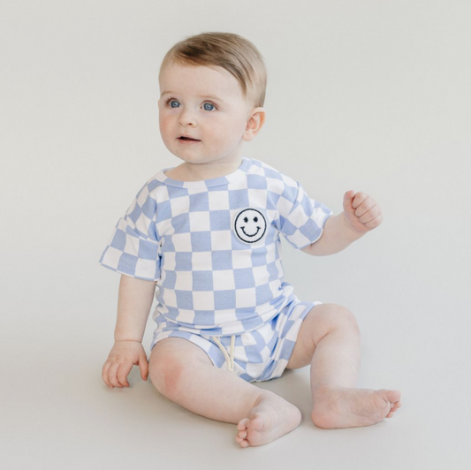 Checkered Shorts Set | Blue