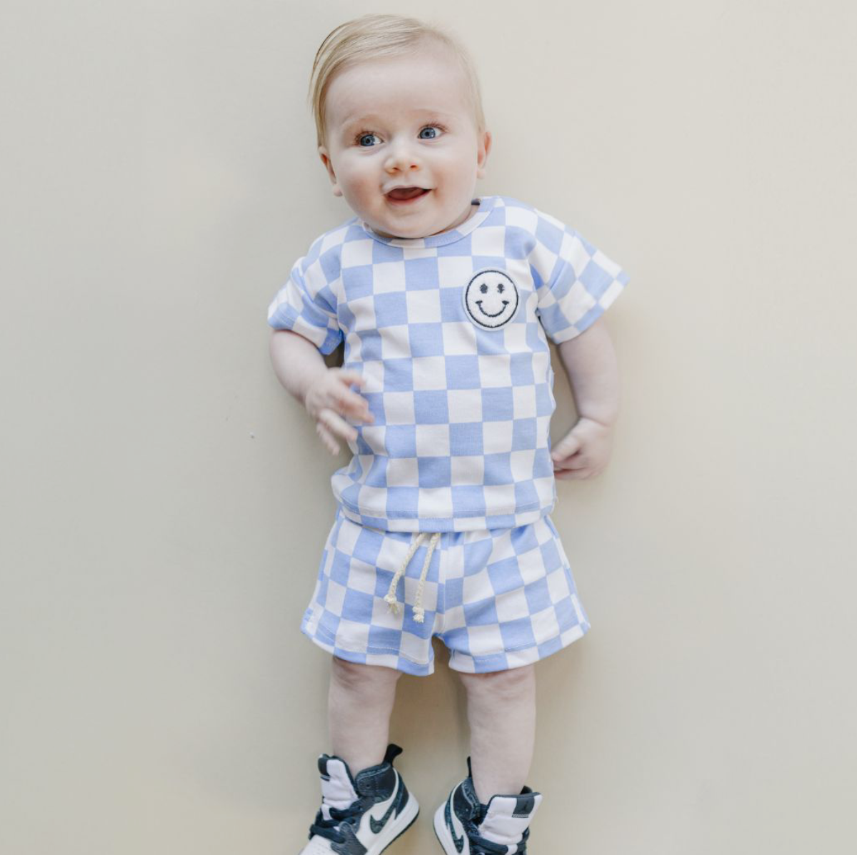 Checkered Shorts Set | Blue