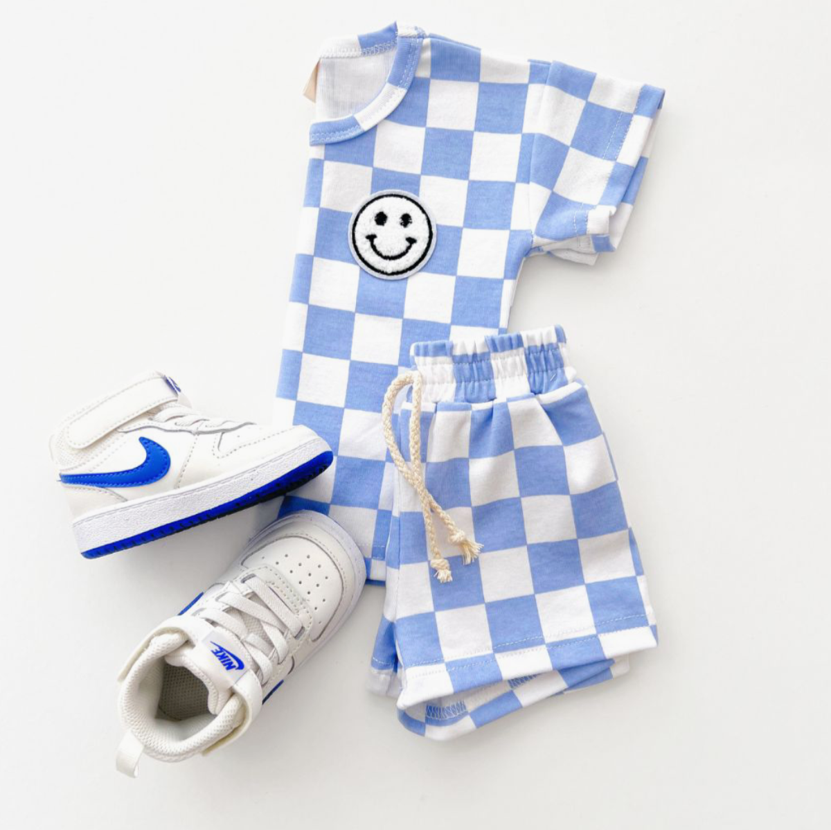 Checkered Shorts Set | Blue