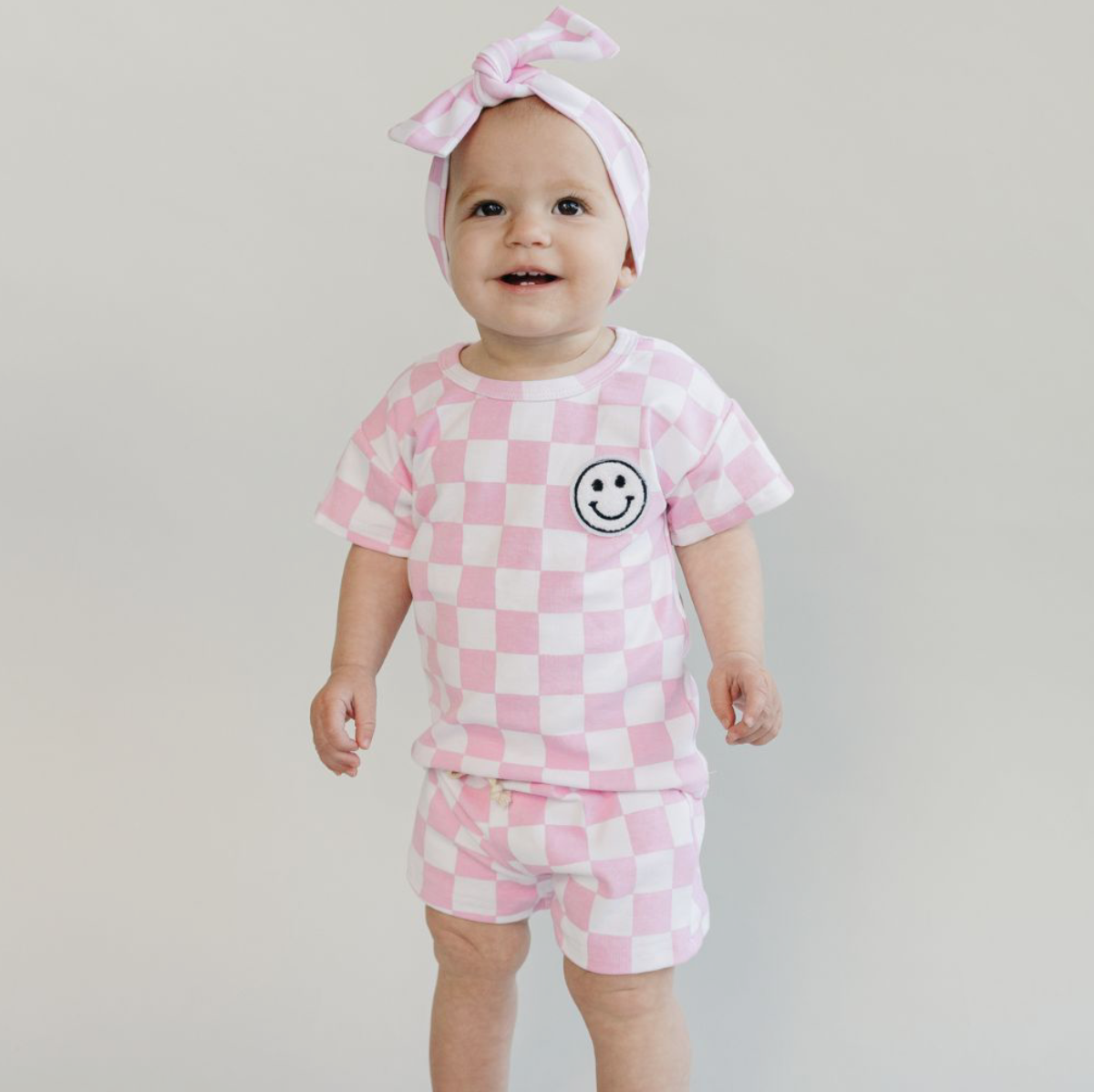 Checkered Shorts Set | Pink