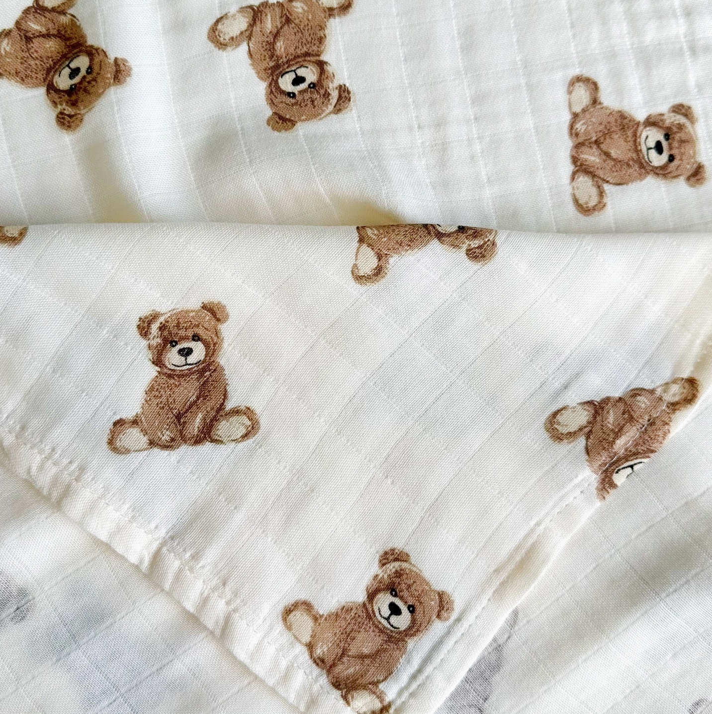 Muslin Swaddle Blanket (Teddy Bear)