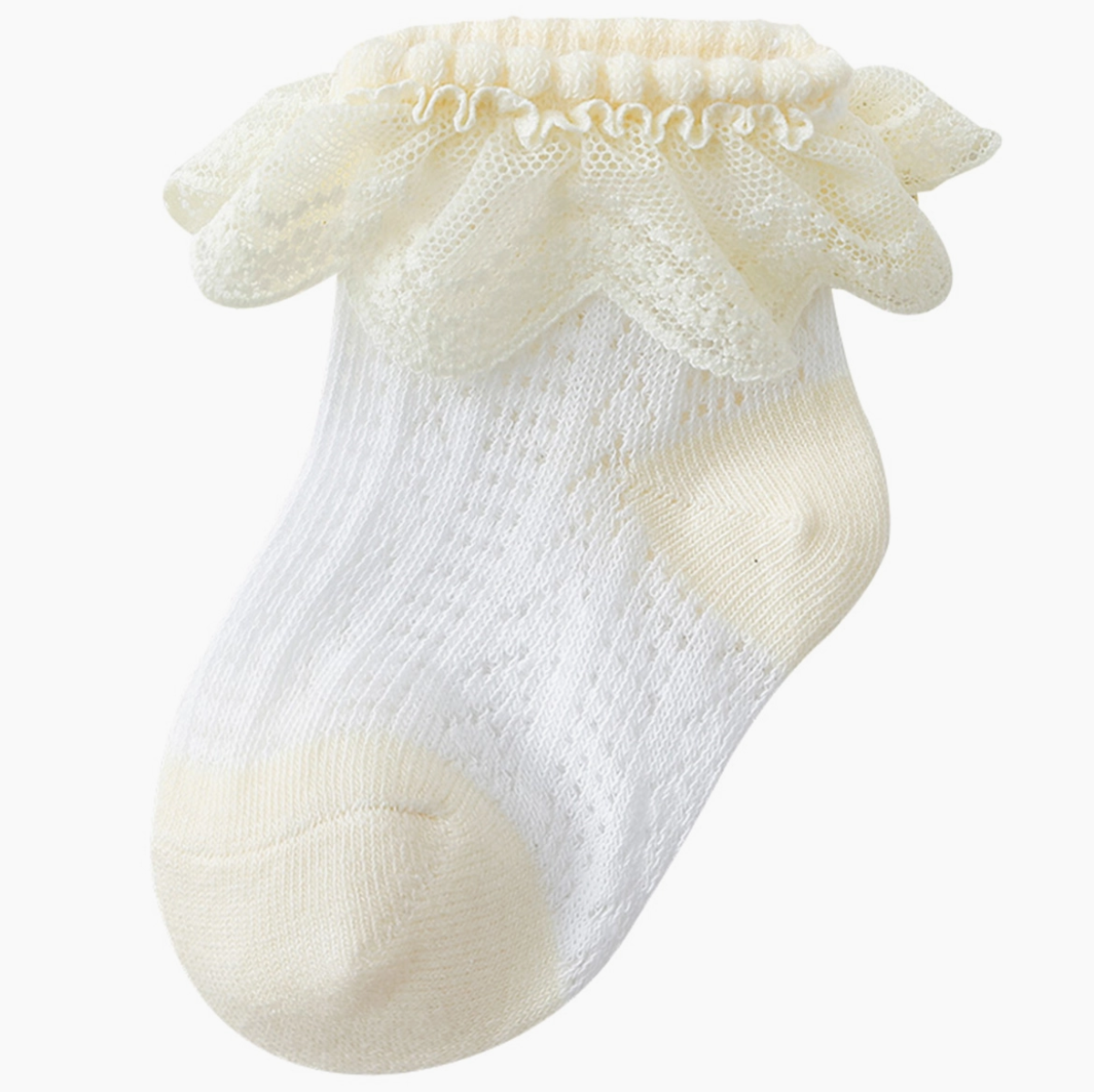 Sweet Ruffle Trim Lace Mesh Socks | Yellow