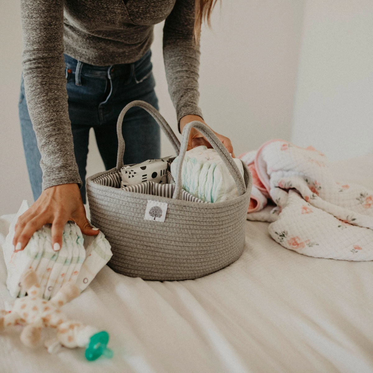 Rope Diaper Caddy | Gray