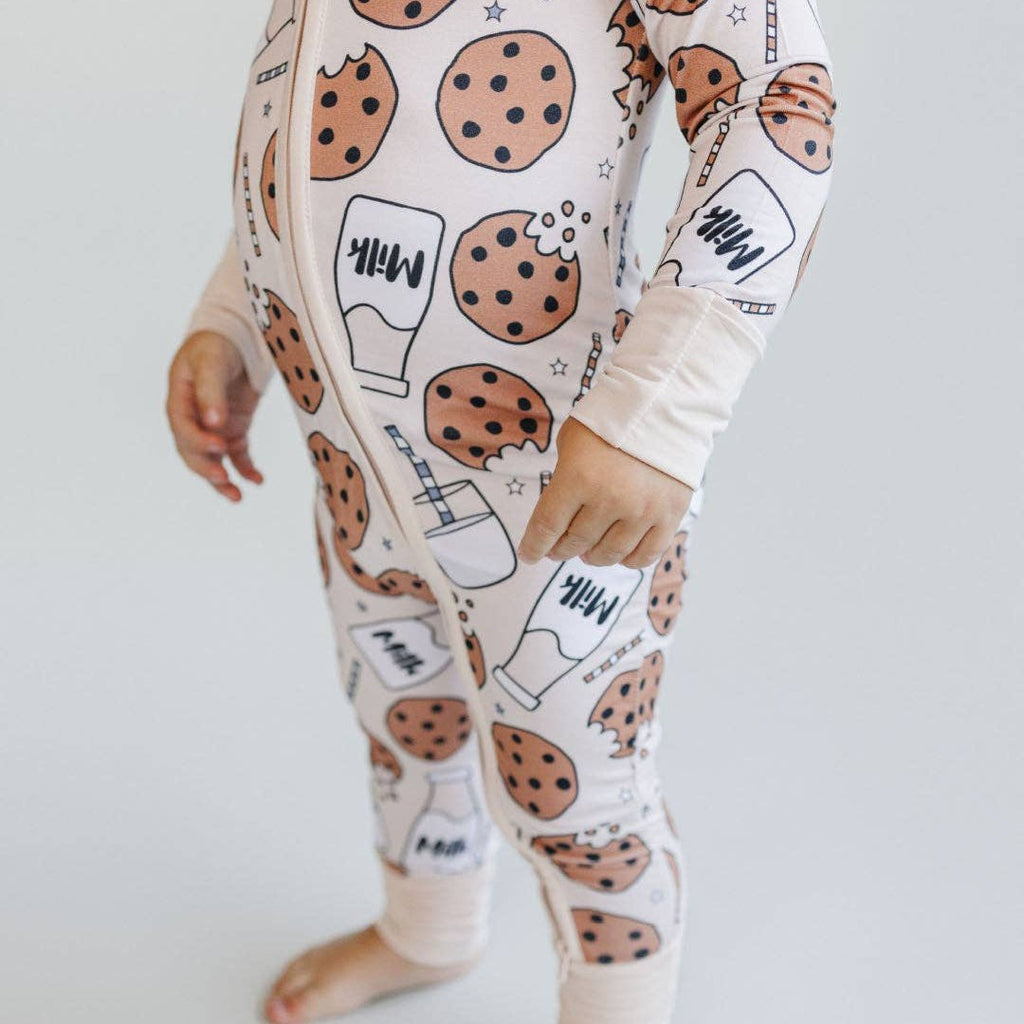 Lucky Panda Kids Bamboo Baby Zip Romper | Milk & Cookies