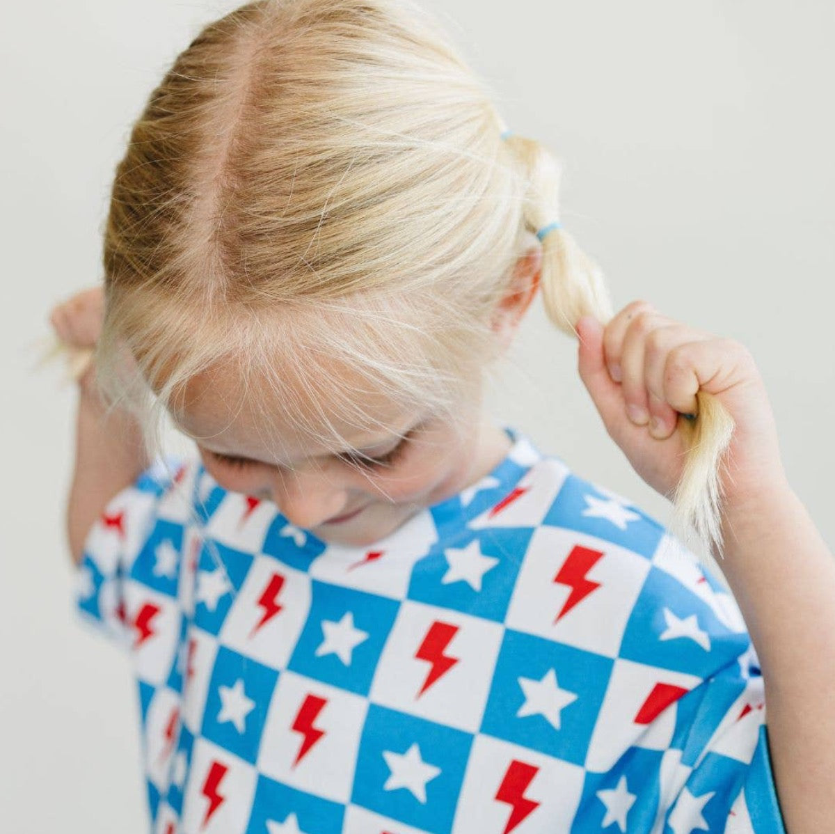 4th of July Lucky Panda Kids Shorts Set | Checks & Stars