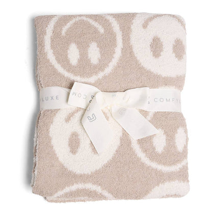 Happy Face Pattern Kids Throw Blanket