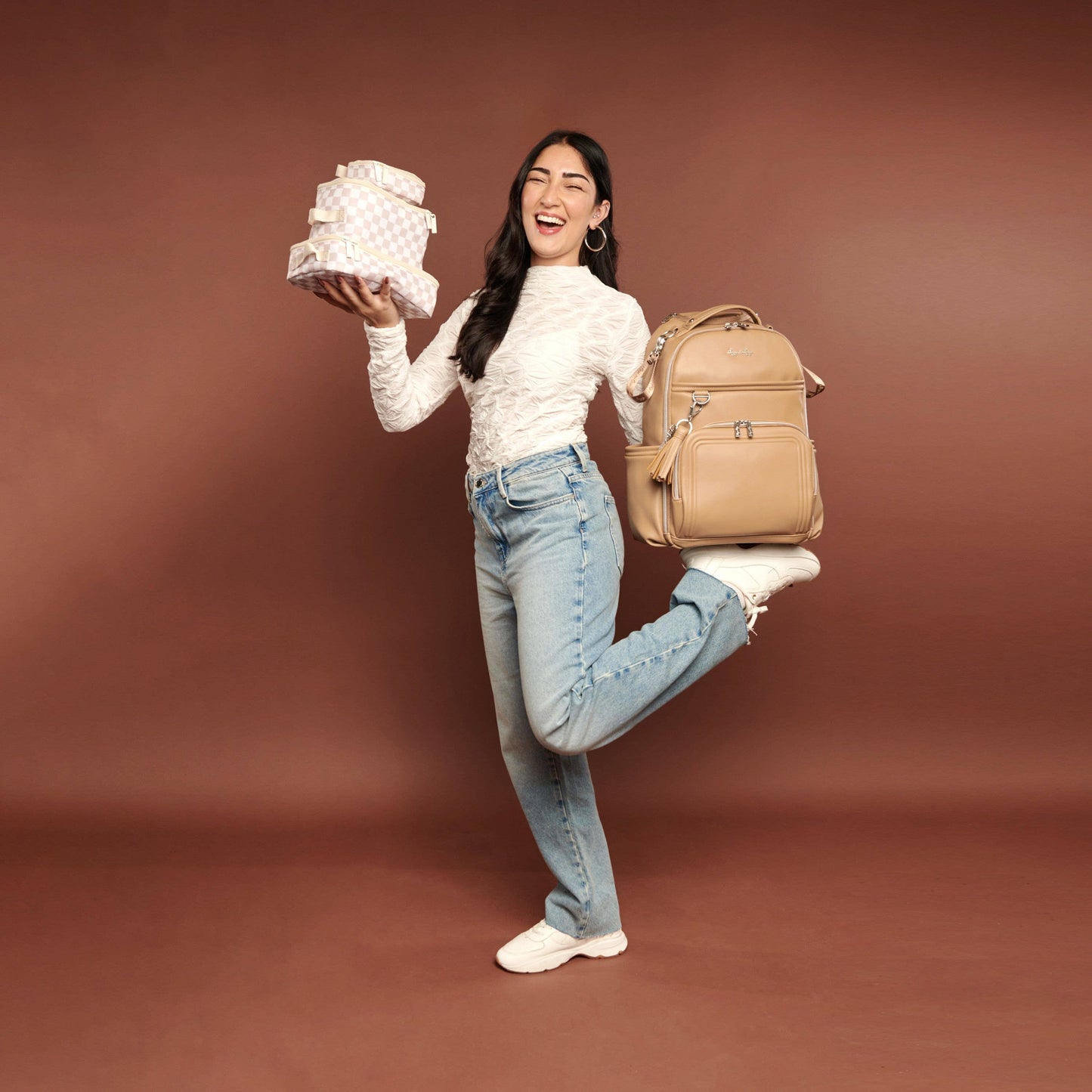 Taupe Checkerboard Pack Like a Boss™ Packing Cubes