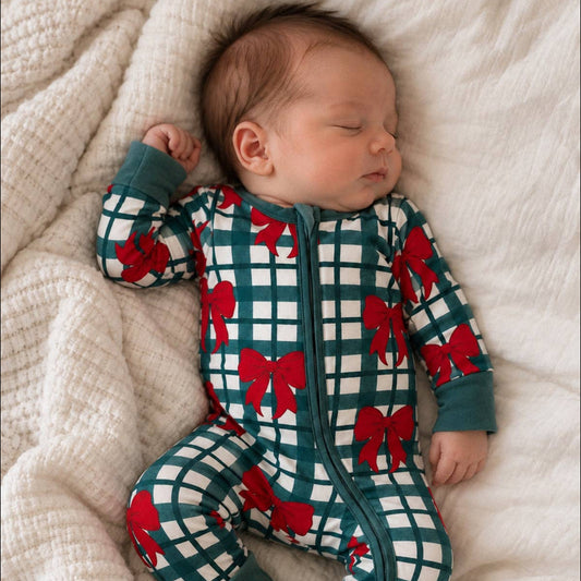 2-Way Zip Romper, Yuletide Bows