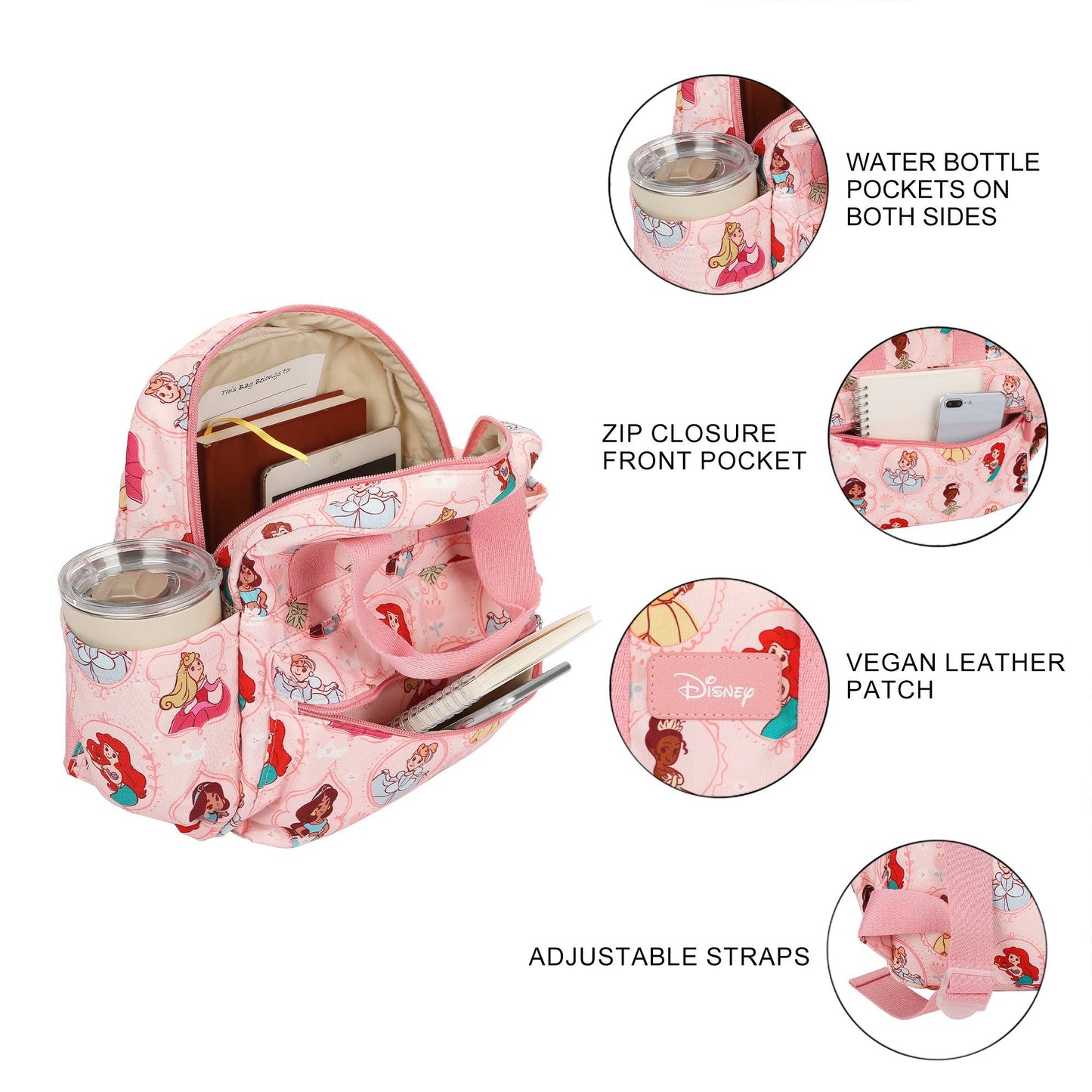 Disney Princesses All-Over Print 16” Toddler Backpack