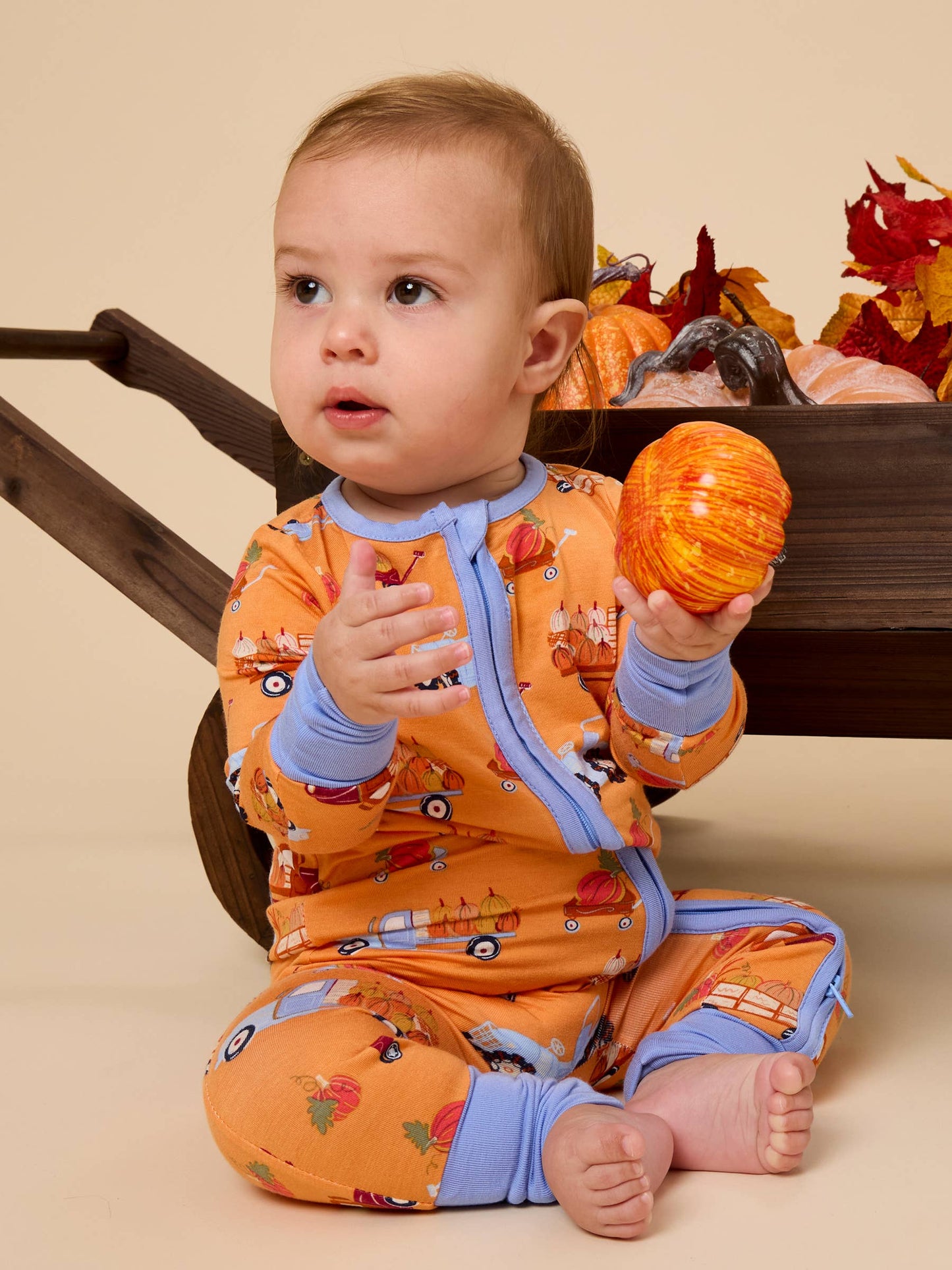 SoftSnooze™ Baby Bamboo Viscose Harvest Haul Convertible One Piece Footie Pajama