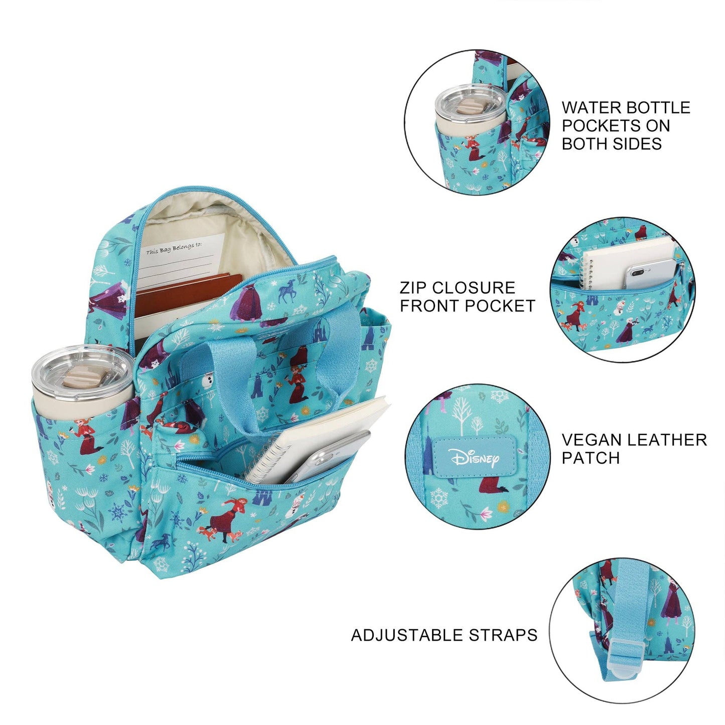 Frozen Elsa, Anna, And Olaf All-Over Print 16” Toddler Backpack