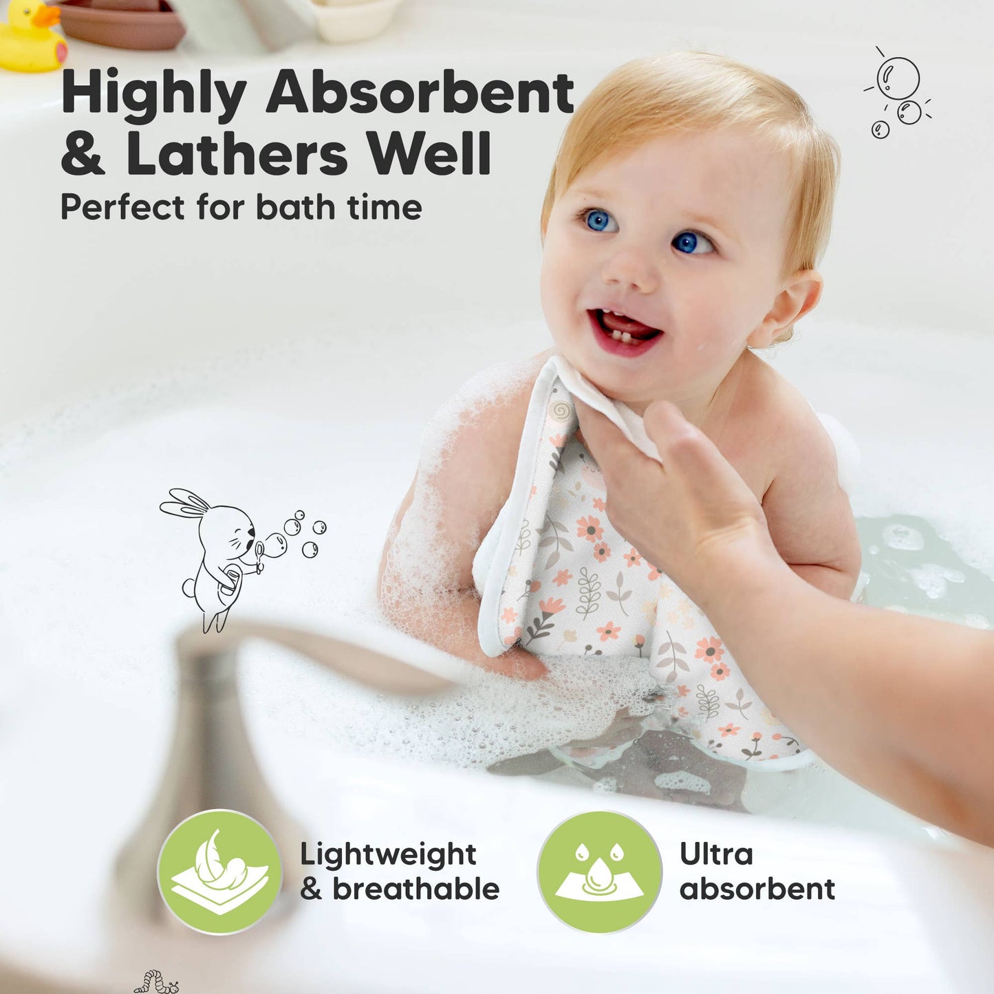 6-Pack Organic Cami Baby Washcloths for Face & Bath Towels