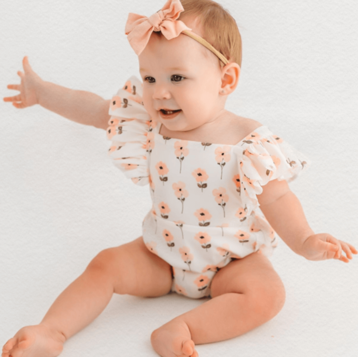 Shiloh Ruffle Back Romper - Pink Blossoms