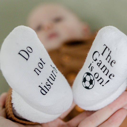 Do Not Disturb The Game is on Soccer Baby Socks