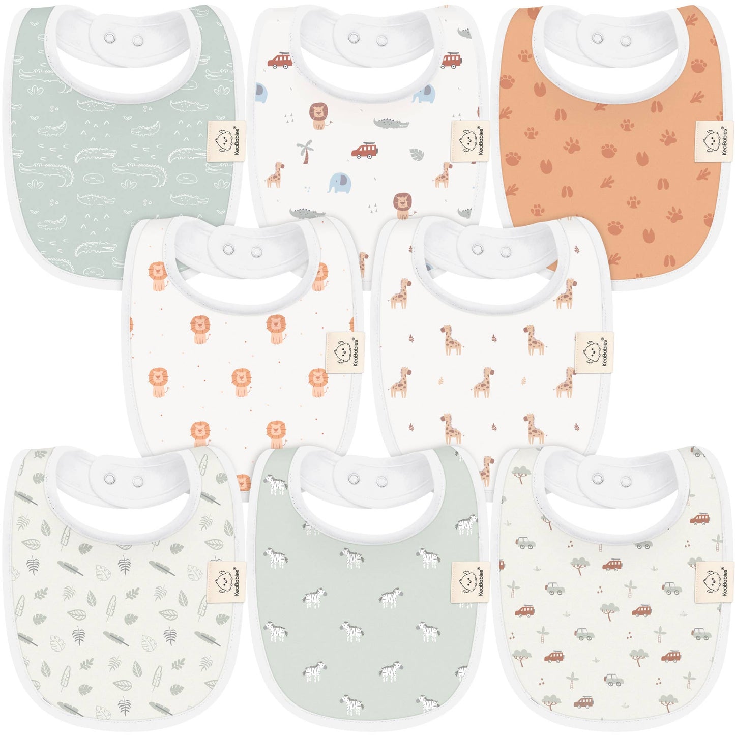 8-pack Urban Drool Bibs for Teething Baby Boys and Girls