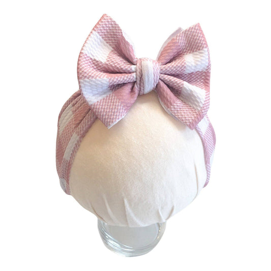 Pink Gingham Headwrap Bow