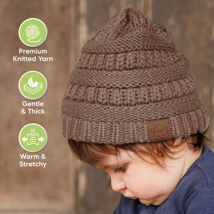 KeaBabies 3-Pack Warmzy Baby Beanies (Tawny, M)