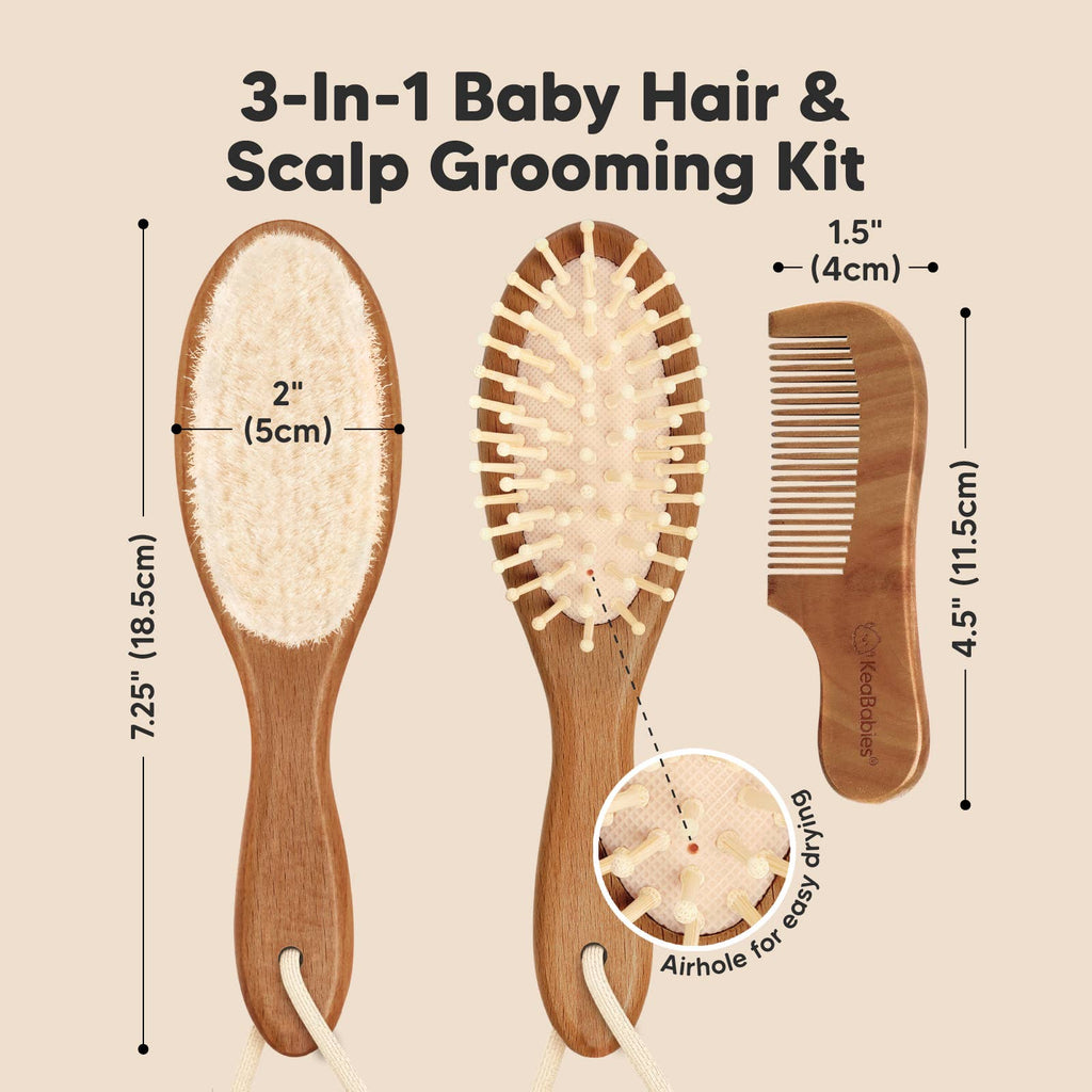 KeaBabies Baby Hair Brush and Comb Set