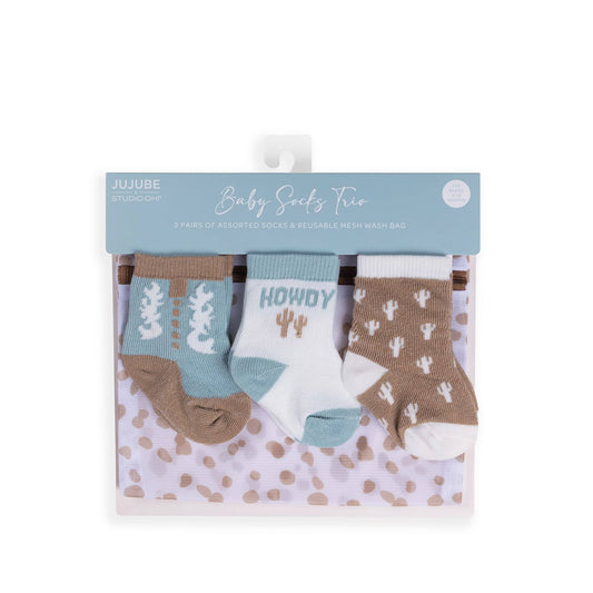 Baby Socks Trio Howdy Partner Blue (3-12M)