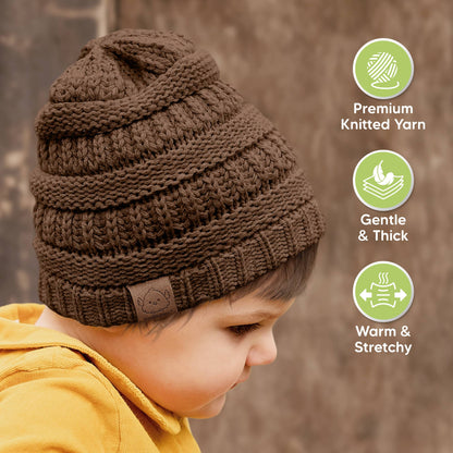 KeaBabies 3-Pack Warmzy Baby Beanies (Pecan, M)